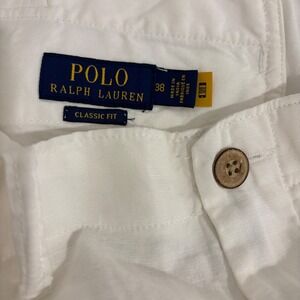 New Polo Ralph Lauren Shorts Mens 38 White Linen Cotton Flat Front Classic NWT
